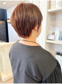 福山市美容室Caary30代40代夏ショートヘアナチュラルオレンジ
