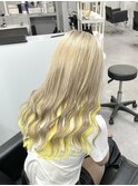 ハイトーンベージュ×黄色インナーカラー