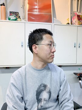 メリケンバーバーショップ フクオカ(MERICAN BARBERSHOP FUK) べリーショートダークアッシュニュアンスパーマ韓国マッシュ