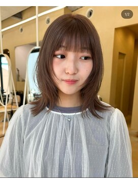 スニュウ(snuw) 切りっぱなしボブマロンベージュラベンダーミルクティ