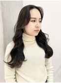 暗髪グレーアッシュ艶髪ロングレイヤー