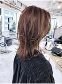 レイヤーカット くすみベージュ