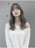くびれレイヤーカット/韓国渋谷/シースルー/顔まわり/グレージュ