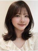 ミディアムレイヤーカットモカブラウンハッシュカットRI-99