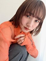 トリッカ シブヤ(TRICCA SHIBUYA)&nbsp;切りっぱなしボブ/透け前髪/オレンジカラー/質感トリートメント
