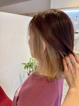 アズールサン 草加西口店(azule-sun) インナーカラー,ブロンド×ボルドーピンク,デザインカラー/草加