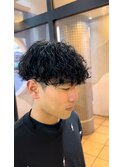 無造作パーママッシュツーブロックメンズパーマ刈り上げ