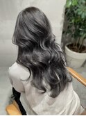 ロングレイヤー/グレーベージュ/アッシュグレー/小顔顔周り
