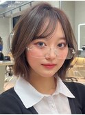 ボブルフネビージュ小顔顔周りカット黒髪韓国レイヤーカット博多
