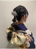 編みおろしヘアアレンジ 玉ねぎヘア ポニーテール