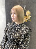 ボブ/ブロンド/切りっぱなし