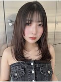 韓国風/ミディアムレイヤー/ワンホン/グレージュ/横浜駅