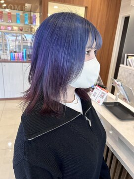 プラスリブ(Plus Lib) ルーツカラー/roots color/ネイビー×ピンクパープル