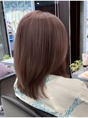 ナチュラルレイヤーセミロング×モカブラウン