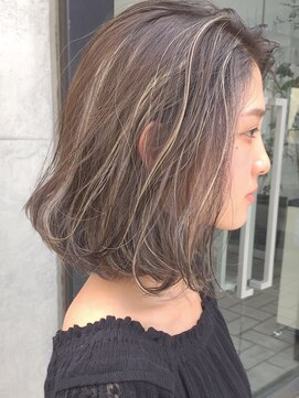 ノラ ヘアーサロン(NORA HAIR SALON) 3Dカラーインナーハイライト切りっぱなしボブモードヘアウルフ