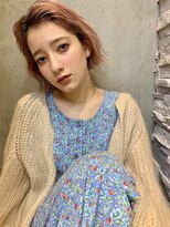 ヘアアンドメイク シークネクスト(HAIR&MAKE SeeK NEXT)&nbsp;【SeeK  NEXT】ペールカラー ホワイトピンク×かきあげ 束感ボブ