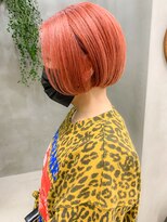 テトヘアー(teto hair)&nbsp;アプリコットオレンジ、オレンジピンク、ミニボブ、ブリーチ