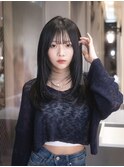 顔周りレイヤー/レイヤーカット /黒髪/前髪/ロング
