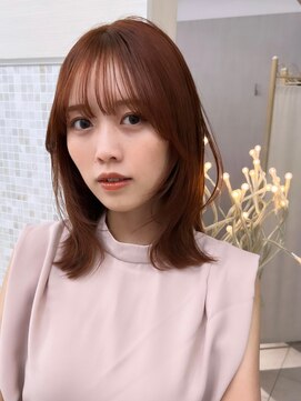 アンフィニー 銀座(ANFINI) くびれミディレイヤーカット前髪ピンクブラウン