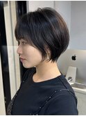 小顔◎ ネビージュ大人くびれショートカット前髪あり