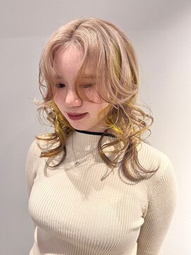 ベレーザ 渋谷(BELEZA) 12300ミルクティーベージュ韓国風巻きホワイトブロンドロング