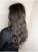 アッシュグレー_耳かけ,毛先パーマ,イメチェン