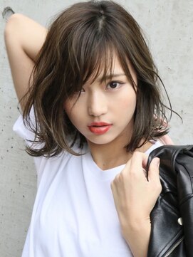 ロエナ(ROENA) 大人かわいいひし形フリンジウェーブココアブラウン厚長めバング