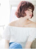 *CUORE水戸*…レッドピンク濡れ髪セミウェットウェーブカーリーb