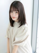 マカロン 会津若松 FA town店(MACARON) 黒髪/グレーベージュ/レイヤーロング/前髪パーマ/会津8