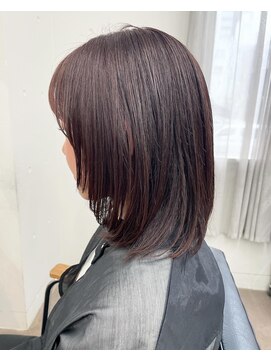 ユノ(juno) 【中目黒】顔まわりレイヤーミディアムスタイル☆ピンクブラウン