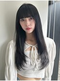 黒髪/ロングヘア/艶髪/レイヤーカット/レイヤーロング/ぱっつん