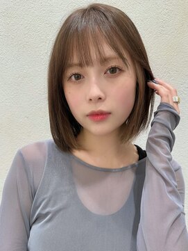 ステアケース 武蔵小杉店(stair:case) 暗めカラーストレート内巻きボブ大人ガーリーくすみブルー