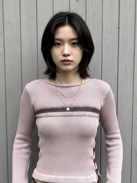 エイチ ウルフカット 大阪梅田(811) レイヤーボブヘアカラーバレイヤージュ50代くるみちゃんヘア