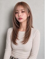 プリモ ココ 鍋島店(Primo coco.)&nbsp;セミロング ハイレイヤー ハイトーン ミルクティーベージュ