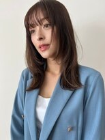 くびれミディ★斜めバング/グレージュカラー/シルキー ベージュ