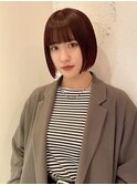 ボルドーカラー切りっぱなしボブ