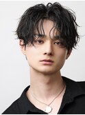 波巻きパーマメンズツイストスパイラルパーマセンターパート