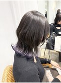 裾カラー／ラベンダーグレージュ/ラベンダー／20代30代OK