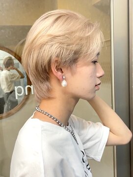 サンクマーケット 渋谷(cinq MARKET) 渋谷メンズブリーチカラーミルクティーベージュセンターパート