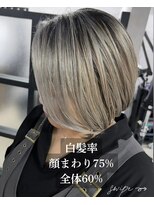 アンドグレイ 東京町屋店(and gray.)&nbsp;白髪率40%頭皮改善大人ボブ×白髪ぼかしハイライトカラー