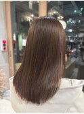 ブリーチなしカラー◎ツヤ髪ミディアム×ミルクティーベージュ