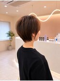 縮毛矯正ダークパープルナチュラルショートミルクブラウン