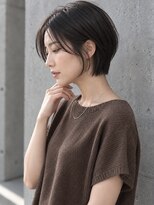 エルムバイエント(elm by emt)&nbsp;黒髪ショートボブ/顔周りレイヤー/前髪あり/大人女性/小顔カット
