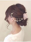 チェーンで可愛くまとめヘアセット 卒業式 結婚式