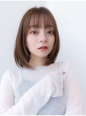 20代30代大人かわいい/切りっぱなしボブ/シルキーベージュ