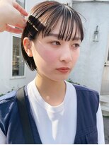カノエ 宇部厚南店(canoe)&nbsp;丸みショートボブ ワイドバング ブリーチなしシルキーベージュ