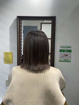 レアワンハナレ センター北美容院(lea/1 HANARE) 白髪ぼかしハイライトのベージュカラー×ボブ