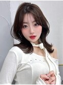 マロンベージュレイヤーくすみグレージュ韓国巻き前髪20代30代