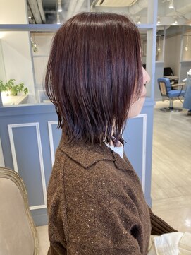 シェノン 赤羽店(CHAINON) 艶感ピンクバイオレットカラースタイリング簡単くびれ外ハネボブ