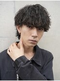 ツイストスパイラルパーマ波巻きパーマツーブロックメンズカット